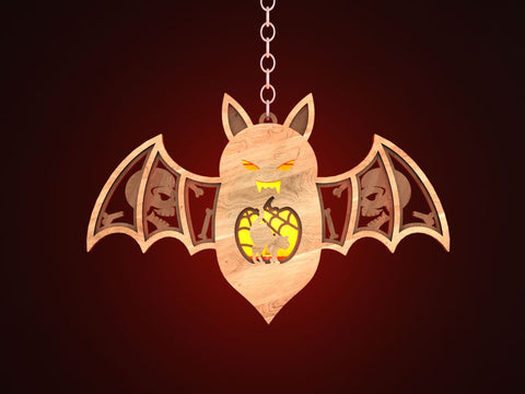Halloween Bat Lantern SVG - Cat with a Web Night Light SVG LaserCutano 
