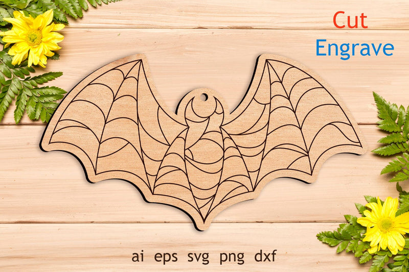 Halloween bat laser engraving, Decortion laser cut SVG AnastasiyaArtDesign 
