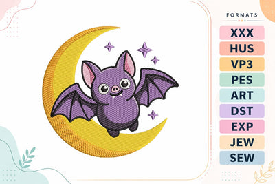 Halloween Bat Moon Embroidery Design Embroidery/Applique DESIGNS sg embroidery 