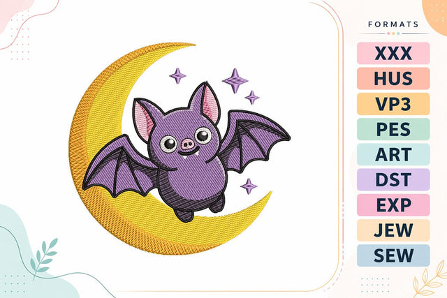 Halloween Bat Moon Embroidery Design Embroidery/Applique DESIGNS sg embroidery 