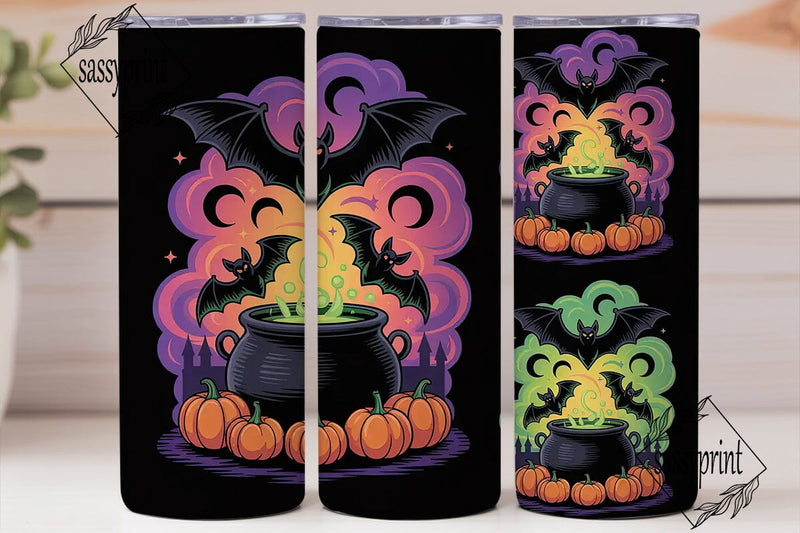 Halloween Bats & Cauldron 20oz Tumbler Sublimation sassyprint 