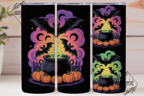 Halloween Bats & Cauldron 20oz Tumbler Sublimation sassyprint 