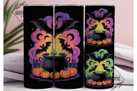 Halloween Bats & Cauldron 20oz Tumbler Sublimation sassyprint 