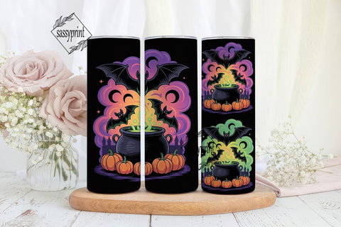 Halloween Bats & Cauldron 20oz Tumbler Sublimation sassyprint 