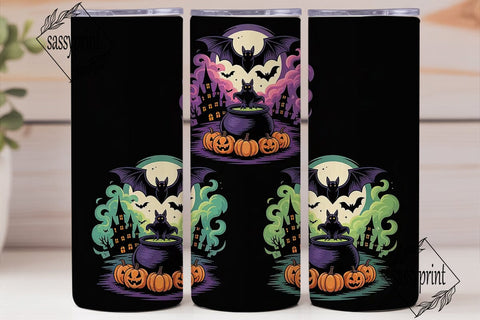 Halloween Bats & Cauldron 20oz Tumbler Sublimation sassyprint 