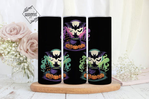 Halloween Bats & Cauldron 20oz Tumbler Sublimation sassyprint 