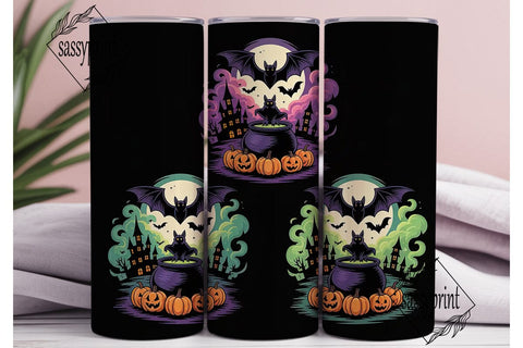 Halloween Bats & Cauldron 20oz Tumbler Sublimation sassyprint 
