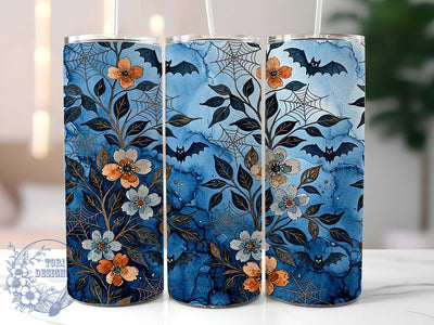 Halloween Bats Floral 20oz Tumbler, Spooky Blooms, Gothic Garden, Bat Silhouette, Dark Romance, Autumn Flowers, Kawaii Goth, Sublimation Wrap Sublimation ToriDesigns 