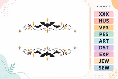 Halloween Bats Split Monogram Frame Machine Embroidery Design Embroidery/Applique DESIGNS sg embroidery 