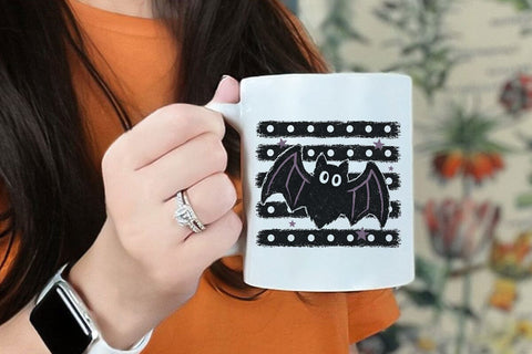 Halloween Bats Stripes PNG, Distressed Fall Shirt Design, Trendy Spooky Season Mom Png SVG DesignDestine 