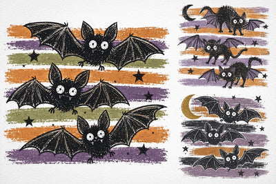 Halloween Bats Stripes PNG, Distressed Fall Shirt Design, Trendy Spooky Season Mom Png SVG DesignDestine 