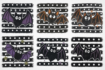 Halloween Bats Stripes PNG, Distressed Fall Shirt Design, Trendy Spooky Season Mom Png SVG DesignDestine 