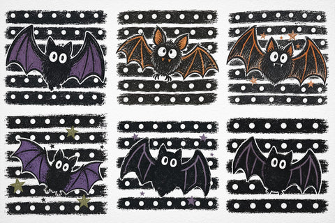 Halloween Bats Stripes PNG, Distressed Fall Shirt Design, Trendy Spooky Season Mom Png SVG DesignDestine 