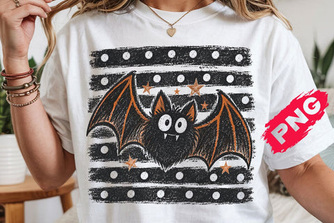 Halloween Bats Stripes PNG, Distressed Fall Shirt Design, Trendy Spooky Season Mom Png SVG DesignDestine 