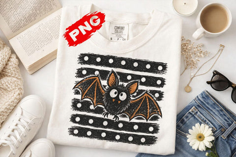 Halloween Bats Stripes PNG, Distressed Fall Shirt Design, Trendy Spooky Season Mom Png SVG DesignDestine 