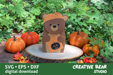 Halloween Bear Favor Treat Box SVG Creative Bear Studio 