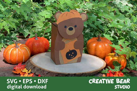 Halloween Bear Favor Treat Box SVG Creative Bear Studio 