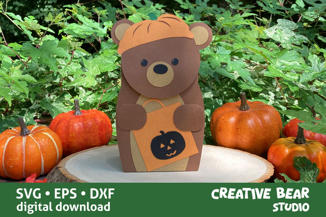Halloween Bear Favor Treat Box SVG Creative Bear Studio 