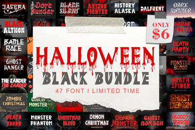 Halloween Black Bundle Font Prasetya Letter 