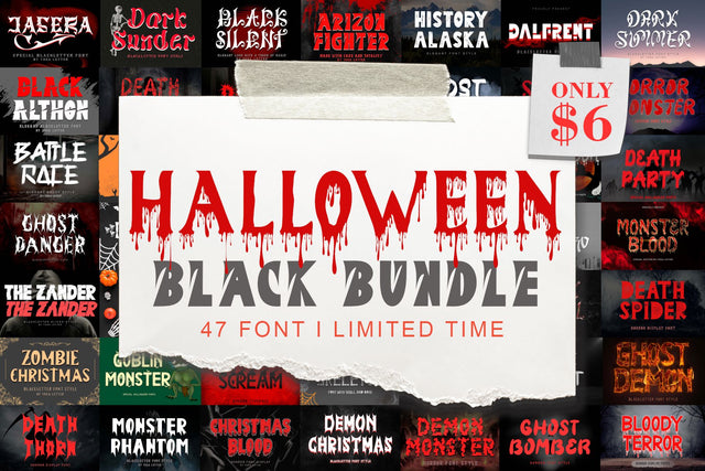 Halloween Black Bundle Font Prasetya Letter 