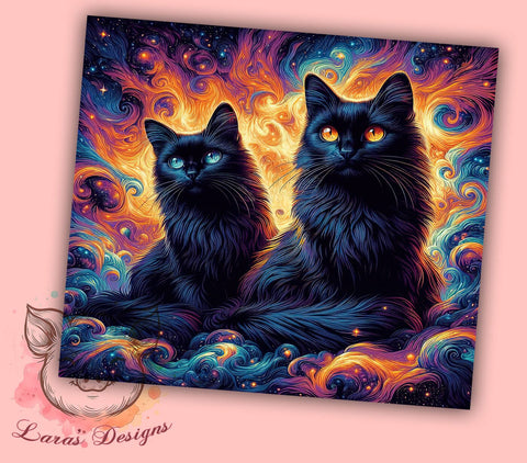 Halloween Black Cat 20 oz Skinny Tumbler Sublimation Design, Straight & Tapered Tumbler Png, Black Cats Tumbler Png, Digital Download PNG Sublimation Lara' s Designs 