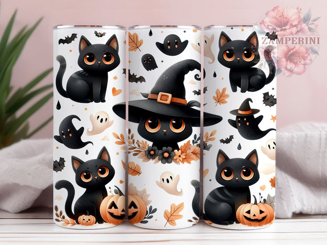 Halloween Black Cat 20 oz Skinny Tumbler Sublimation Design, Straight & Tapered Tumbler Png, Black Cats Tumbler Png, Digital Download PNG Sublimation Li Zamperini 