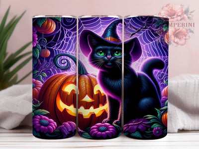 Halloween Black Cat 20oz Tumbler Wrap PNG, Black Cat Tumbler PNG Sublimation Design, Straight & Tapered Tumbler Wrap, Instant Digital Download Sublimation Li Zamperini 
