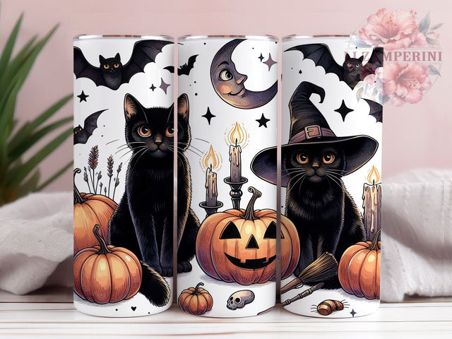 Halloween Black Cat 20oz Tumbler Wrap PNG, Creepy Cat Tumbler Png, Straight & Tapered Tumbler Wrap, Instant Digital Download Sublimation Li Zamperini 