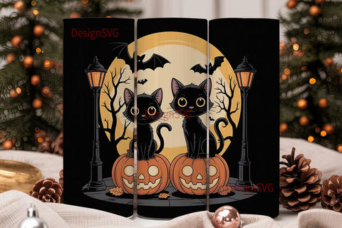 Halloween Black Cat 20oz Tumbler Wrap Sublimation DesignSVG 