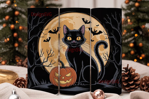 Halloween Black Cat 20oz Tumbler Wrap Sublimation DesignSVG 