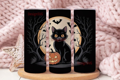Halloween Black Cat 20oz Tumbler Wrap Sublimation DesignSVG 