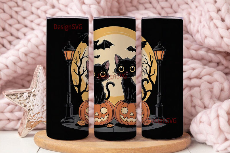 Halloween Black Cat 20oz Tumbler Wrap Sublimation DesignSVG 