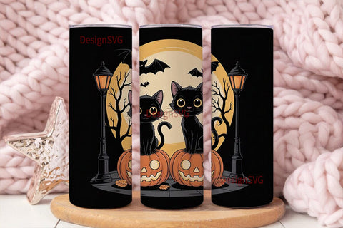 Halloween Black Cat 20oz Tumbler Wrap Sublimation DesignSVG 