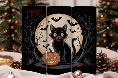 Halloween Black Cat 20oz Tumbler Wrap Sublimation DesignSVG 