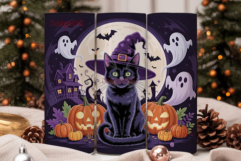 Halloween Black Cat 20oz Tumbler Wrap Sublimation DesignSVG 