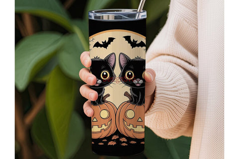 Halloween Black Cat 20oz Tumbler Wrap Sublimation DesignSVG 