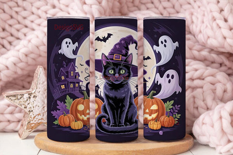 Halloween Black Cat 20oz Tumbler Wrap Sublimation DesignSVG 