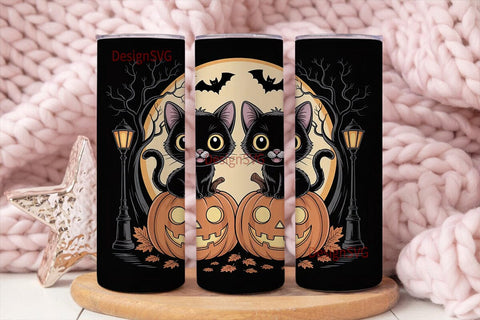 Halloween Black Cat 20oz Tumbler Wrap Sublimation DesignSVG 