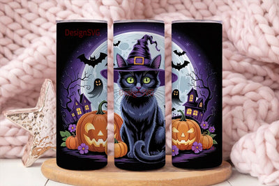Halloween Black Cat 20oz Tumbler Wrap Sublimation DesignSVG 