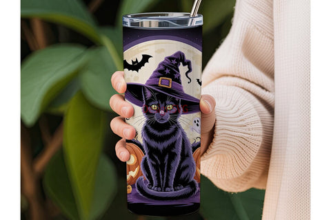 Halloween Black Cat 20oz Tumbler Wrap Sublimation DesignSVG 