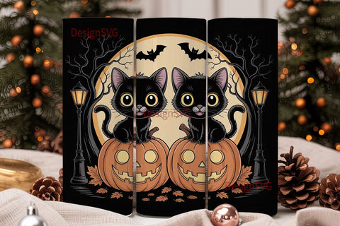 Halloween Black Cat 20oz Tumbler Wrap Sublimation DesignSVG 