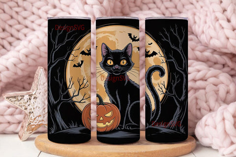 Halloween Black Cat 20oz Tumbler Wrap Sublimation DesignSVG 