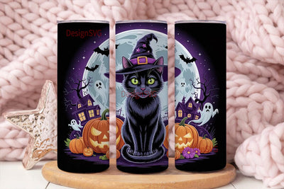Halloween Black Cat 20oz Tumbler Wrap Sublimation DesignSVG 