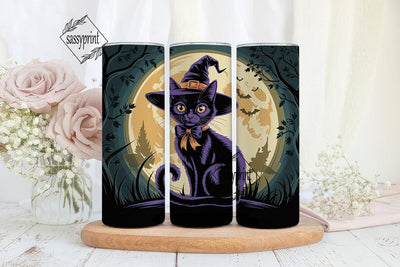 Halloween Black Cat 20oz Tumbler Wrap Sublimation sassyprint 
