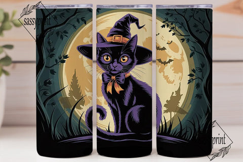 Halloween Black Cat 20oz Tumbler Wrap Sublimation sassyprint 