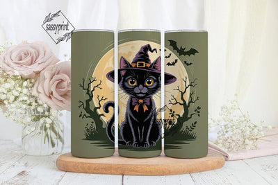 Halloween Black Cat 20oz Tumbler Wrap Sublimation sassyprint 