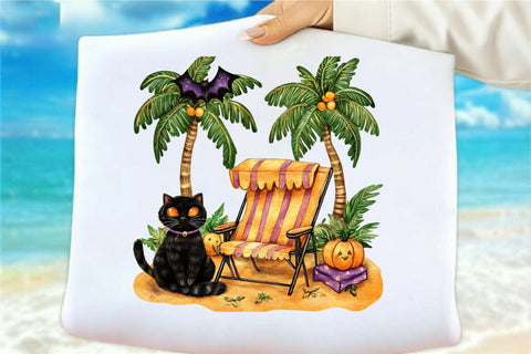 Halloween Black Cat Beach Paradise Sublimation SVGArt 