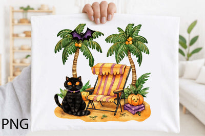 Halloween Black Cat Beach Paradise Sublimation SVGArt 