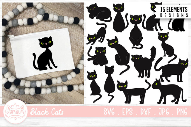 Halloween Black Cat Illustration Bundle SVG dapiyupi store 