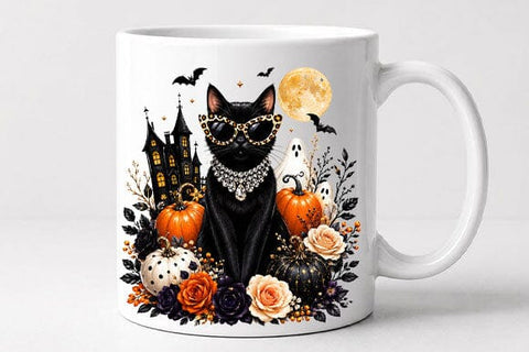 Halloween Black Cat PNG Gothic Cat Digital Download SVG BillahCrafts 